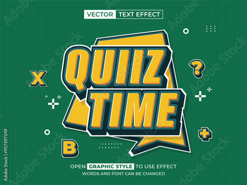 quiz time editable text, font effect, 3d text for title
