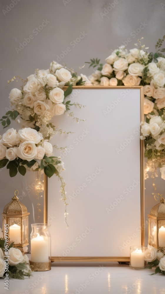 A 24x36 inch blank white paper set on an minimalist gold metal easel. Let the realistic light beams hit this pure white canvas with no writing on it and create a pleasant shadow. A 24x36 inch blank white paper set on an minimalist gold metal easel. Let the realistic light beams hit this pure white canvas with no writing on it and create a pleasant shadow.