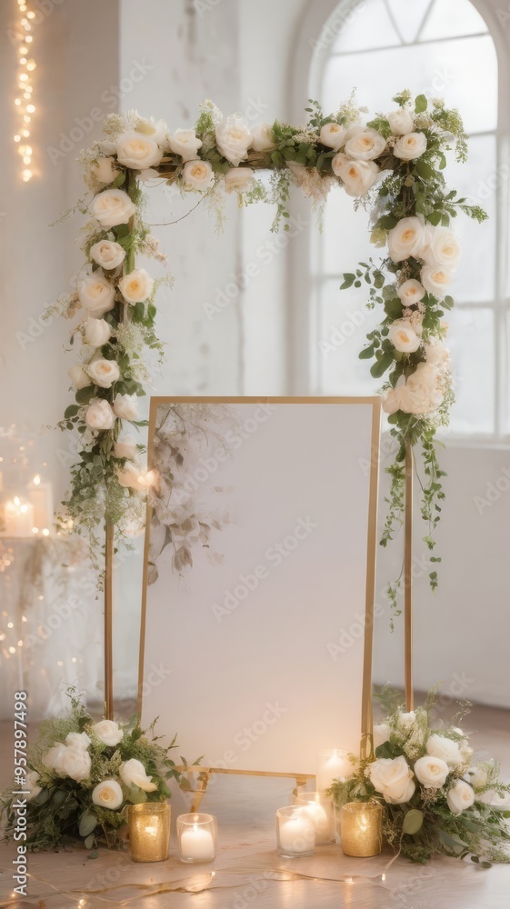 A 24x36 inch blank white paper set on an minimalist gold metal easel. Let the realistic light beams hit this pure white canvas with no writing on it and create a pleasant shadow. A 24x36 inch blank white paper set on an minimalist gold metal easel. Let the realistic light beams hit this pure white canvas with no writing on it and create a pleasant shadow.