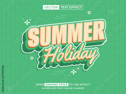 summer holiday editable text, font effect, 3d text for title