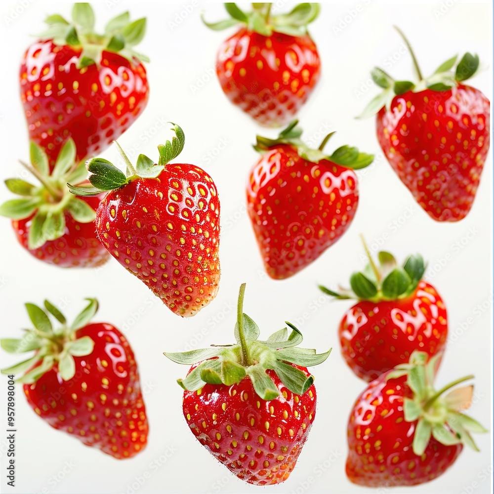 Flying strawberries isolated on white background Flying strawberries isolated on white background