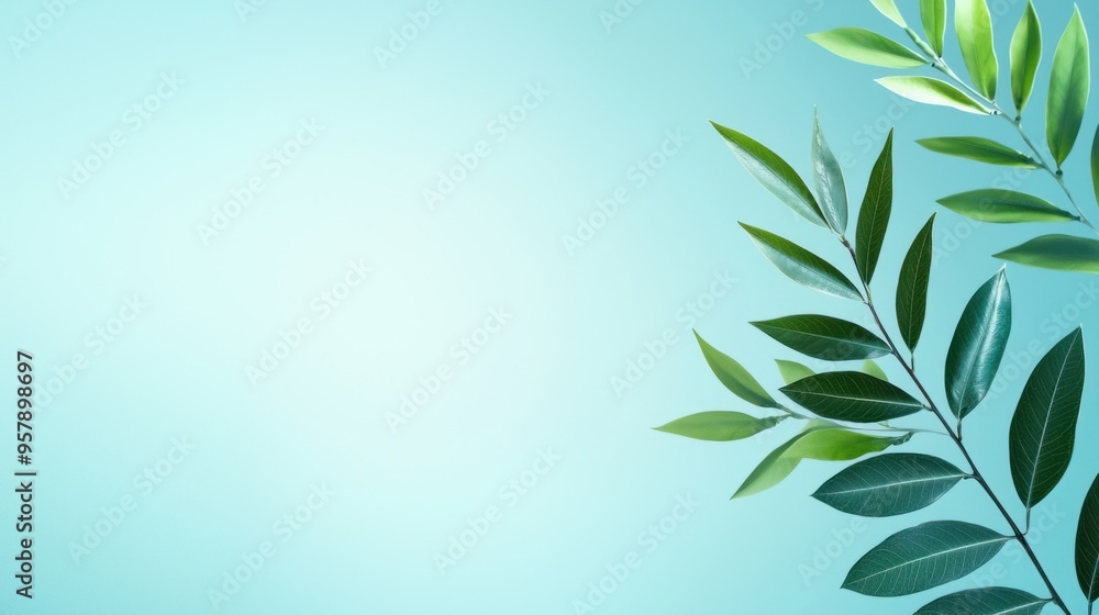 Serene Beauty of Minimalist Nature: Leaves Swaying in Tranquil Breeze Serene Beauty of Minimalist Nature: Leaves Swaying in Tranquil Breeze
