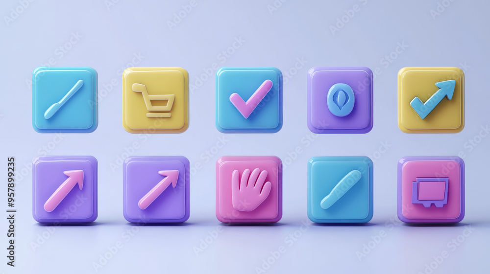 A 3D render featuring a set of A 3D render featuring a set of