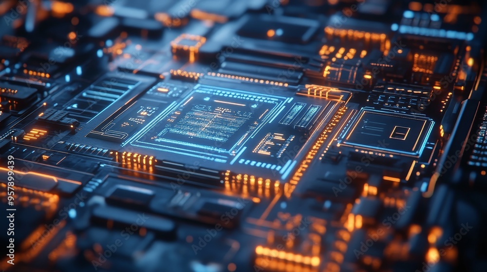 Futuristic exploded diagram of a smart device, showcasing copper wiring and microchips, minimalistic background, neon blue highlights, hyper-realistic 3D render Futuristic exploded diagram of a smart device, showcasing copper wiring and microchips, minimalistic background, neon blue highlights, hyper-realistic 3D render