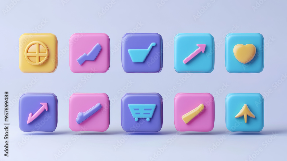 A 3D render featuring a set of A 3D render featuring a set of