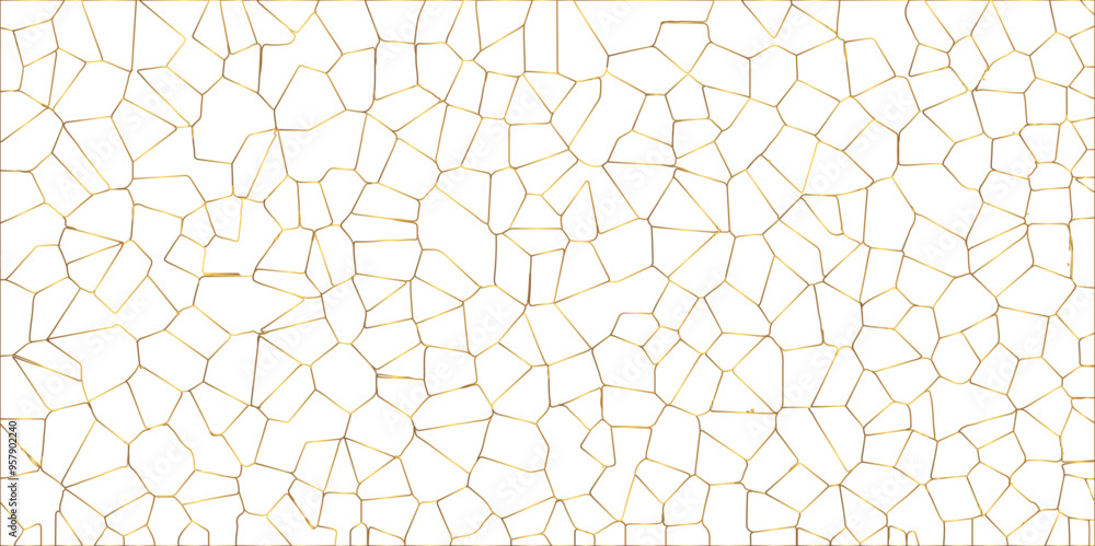 Golden gradient lines stroke abstract white crystalized broken glass background. Voronoi diagram background. abstract desktop texture design digital art wallpaper, vector illustration. Golden gradient lines stroke abstract white crystalized broken glass background. Voronoi diagram background. abstract desktop texture design digital art wallpaper, vector illustration.