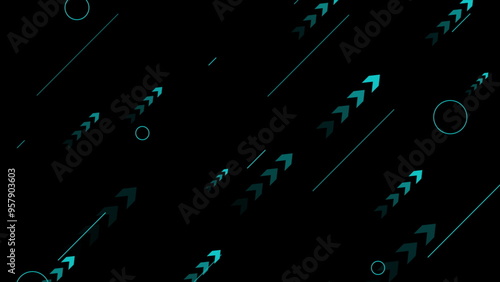 Blue arrows, lines and circles abstract tech background