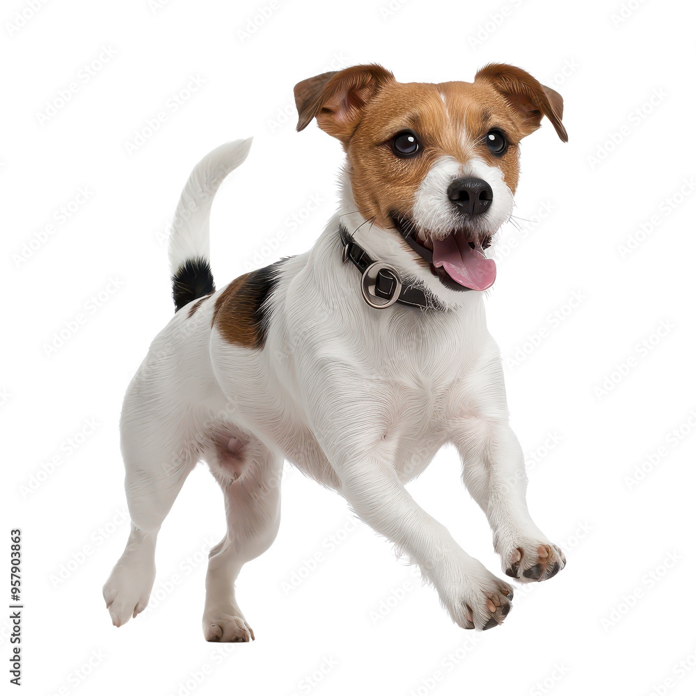 Playful Jack Russell Terrier Dog Jumping White and Brown Fur Happy Expression Pet Canine Playful Jack Russell Terrier Dog Jumping White and Brown Fur Happy Expression Pet Canine