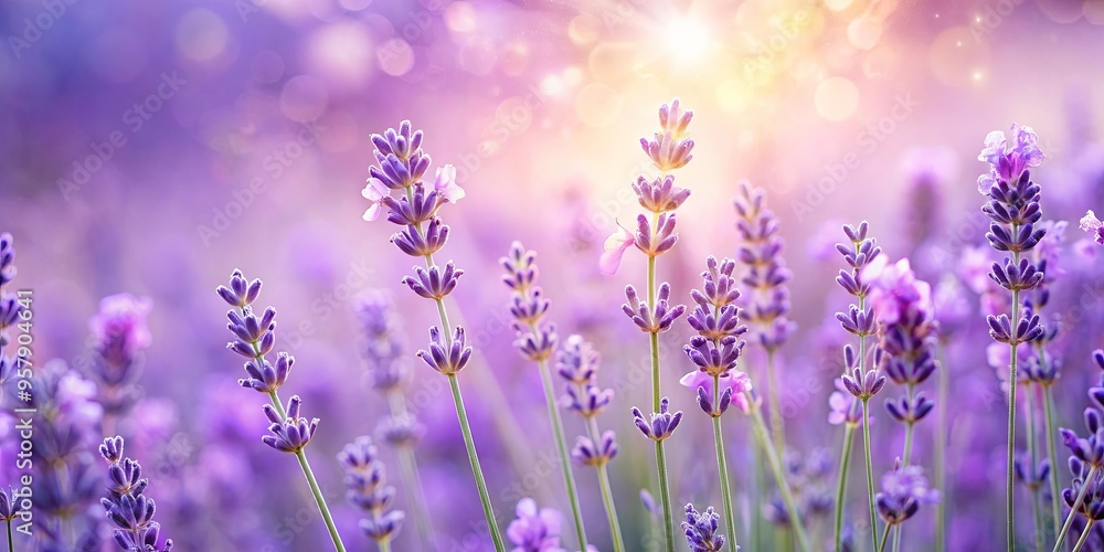 Soft and dreamy lavender blooms in a blurred background Soft and dreamy lavender blooms in a blurred background