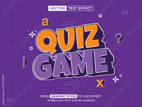 quiz game editable text, font effect, 3d text for title