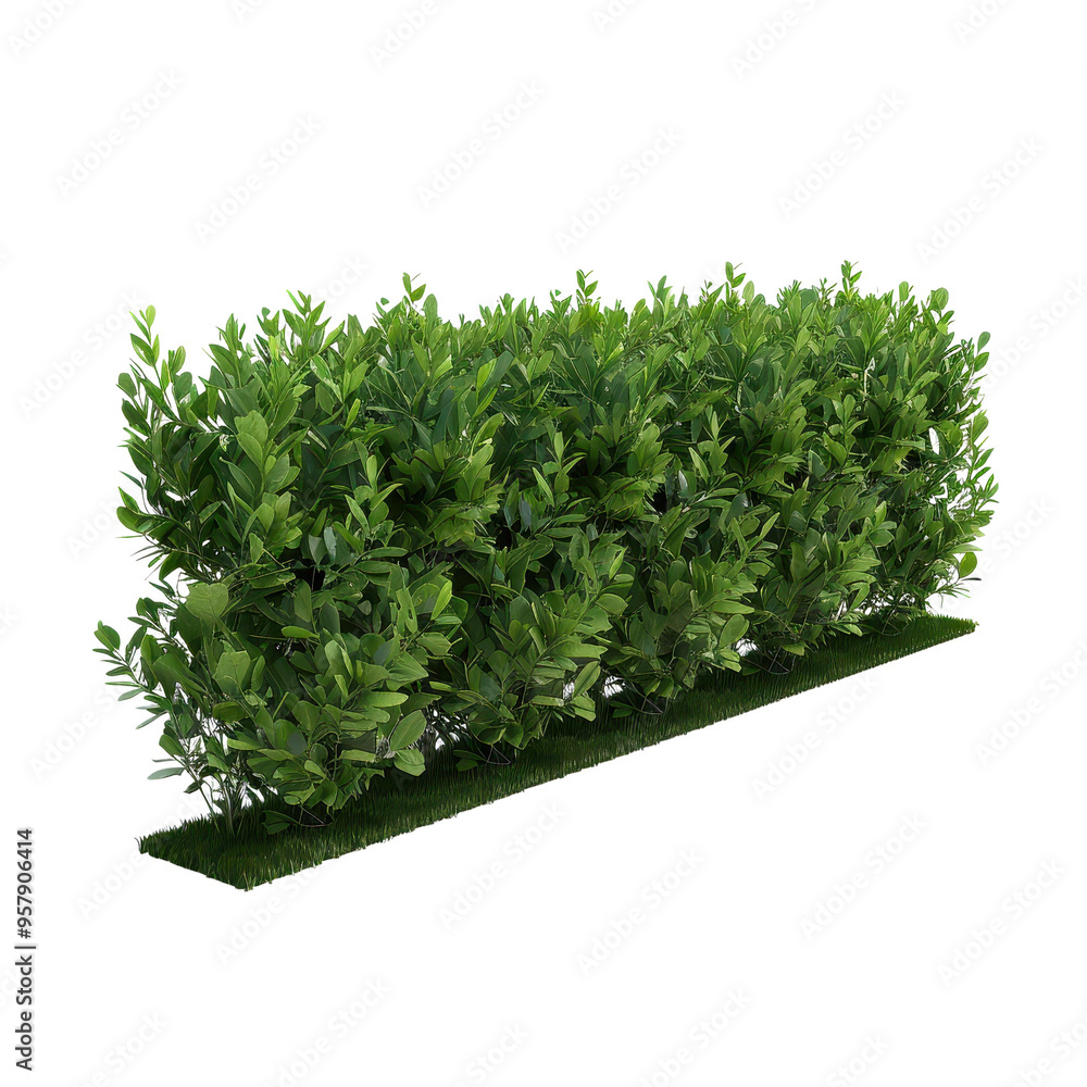 Fototapeta premium Lush Green Hedge with Grass Base for Landscape Design