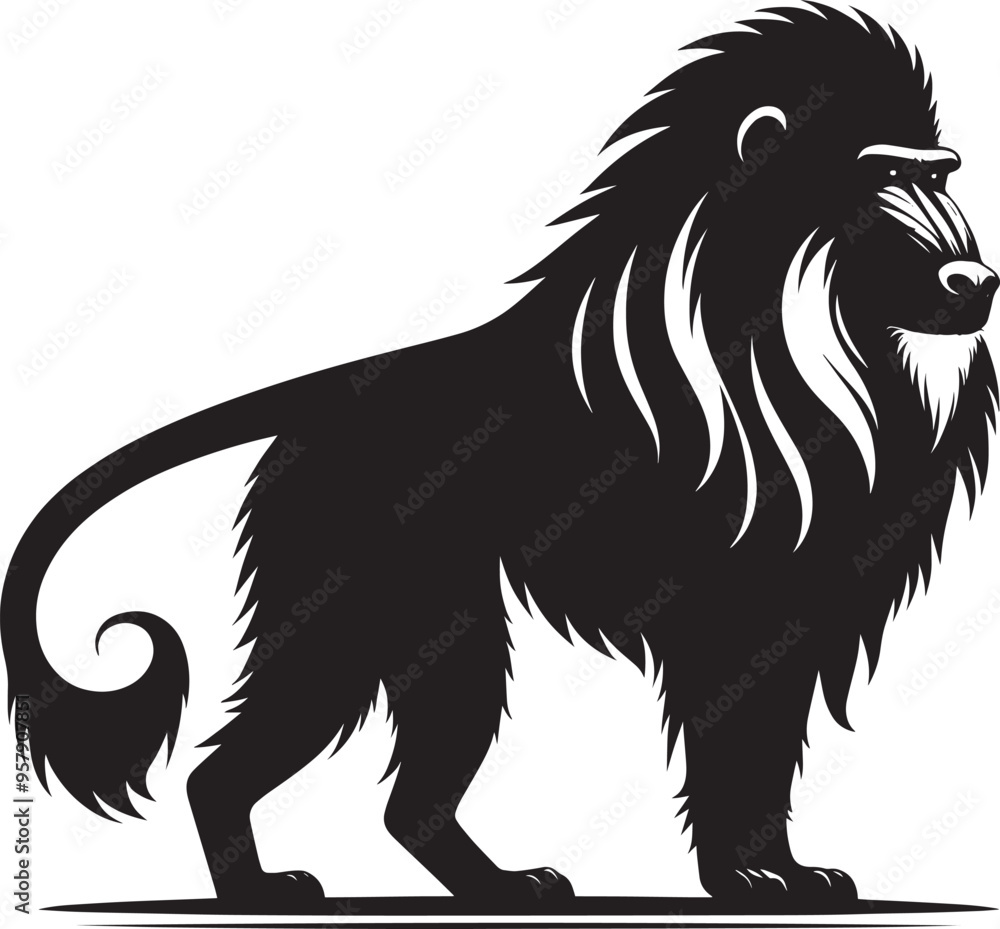Mandrill Monkey animal Silhouette isolated on white background Minimalist monkey vector illustration Mandrill Monkey animal Silhouette isolated on white background Minimalist monkey vector illustration