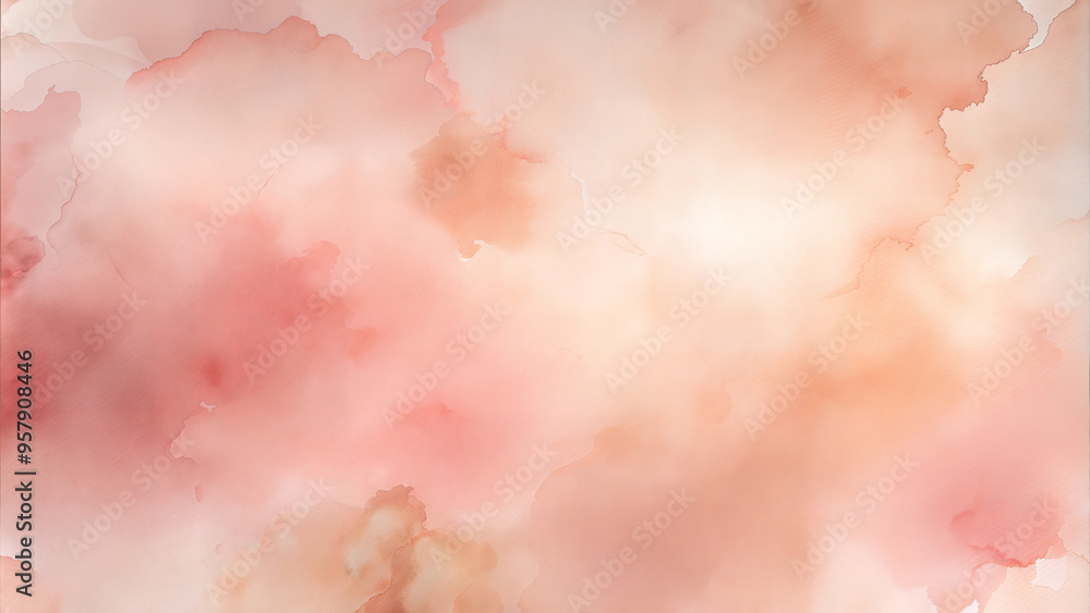 Obraz premium Watercolor Background in Soft Blush Pink with Hints of Creamy White, Creating a Delicate and Serene Mood