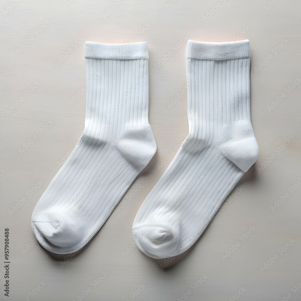 A pair of classic white socks. perfect for everyday wear. A pair of classic white socks. perfect for everyday wear.