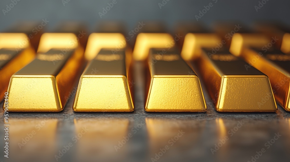 Stacks of Glittering Gold Bars in Secret Treasure Vault, Symbol of Hidden Wealth - with Copy Space, Selective Focus, Quality Stacks of Glittering Gold Bars in Secret Treasure Vault, Symbol of Hidden Wealth - with Copy Space, Selective Focus, Quality