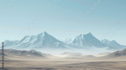 Scenic backdrop with clear sky and mountains for displaying vehicles or products