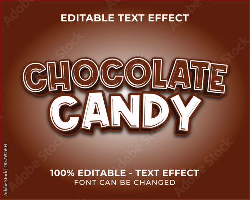 Editable text effect chocolate candy 3D text effect with chocolate background