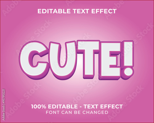 Editable text effect cute 3D text effect with pink background