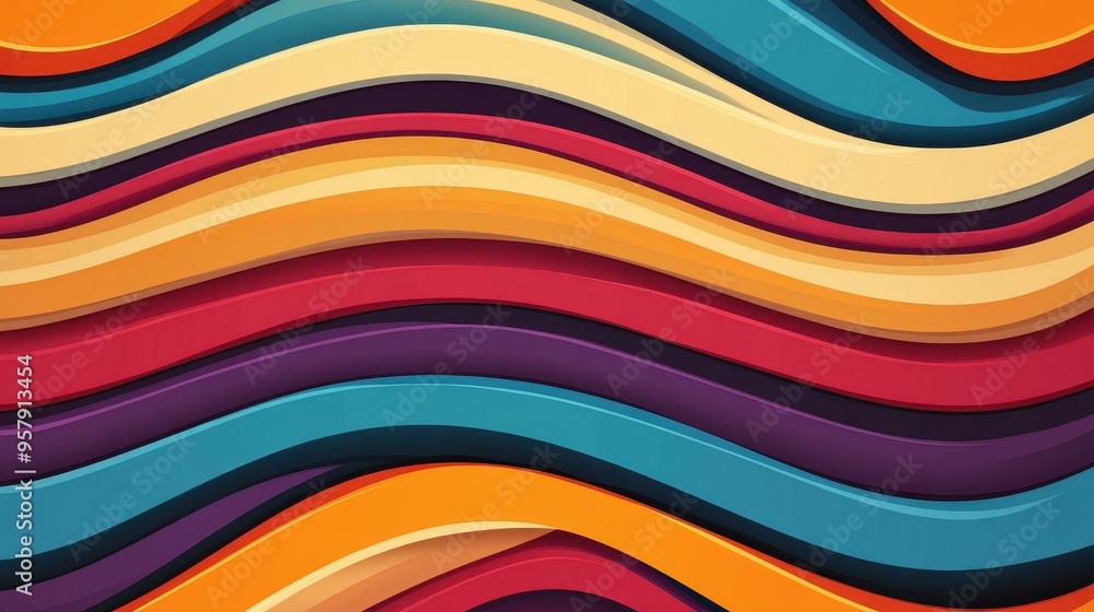 Obraz premium Explore a vintage groove design with bold curved stripes, perfect for adding a modern touch to your space.