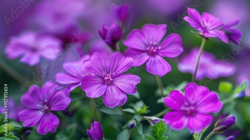 Selective focus on beautiful purple flowers in nature garden Wallpaper background