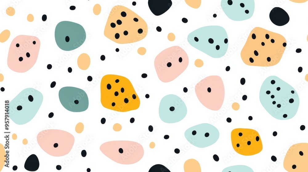 Embrace elegance with a chic, playful seamless design featuring leopard spots and pastel dots for all creative ventures. Embrace elegance with a chic, playful seamless design featuring leopard spots and pastel dots for all creative ventures.