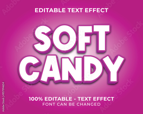 Editable text effect soft candy 3D text effect with pink background