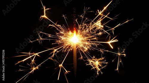 Shining Sparkler against Dark Background