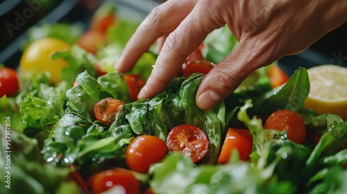 Healthy Salad Creation: Vibrant Greens and Juicy Tomatoes