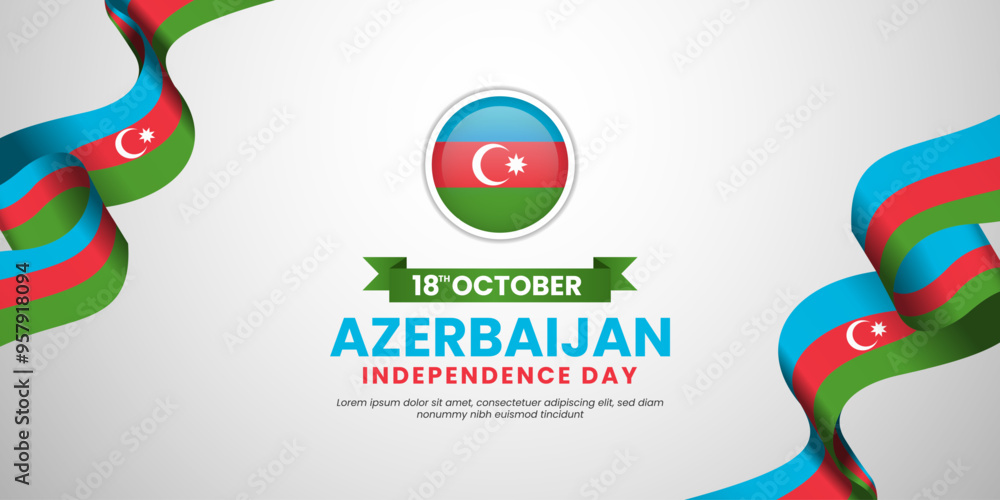 Azerbaijan independence day background with unique Azerbaijan waving ribbon flag Azerbaijan independence day background with unique Azerbaijan waving ribbon flag