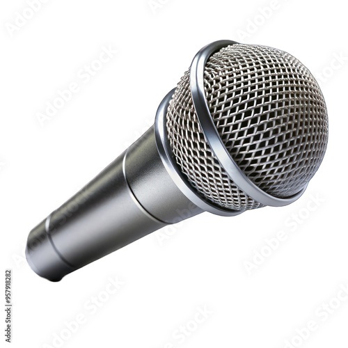 Black microphone close-up isolated on transparent background