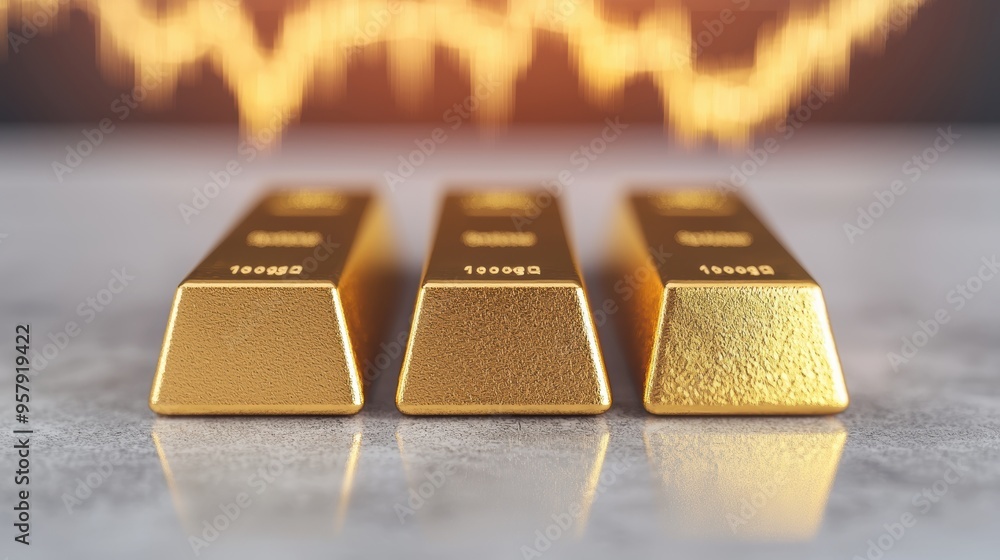 Illuminated Wealth - Golden Bars and Financial Newspapers in Ultra HD Realistic Setting with Copy Space, Selective Focus on Foreground Illuminated Wealth - Golden Bars and Financial Newspapers in Ultra HD Realistic Setting with Copy Space, Selective Focus on Foreground