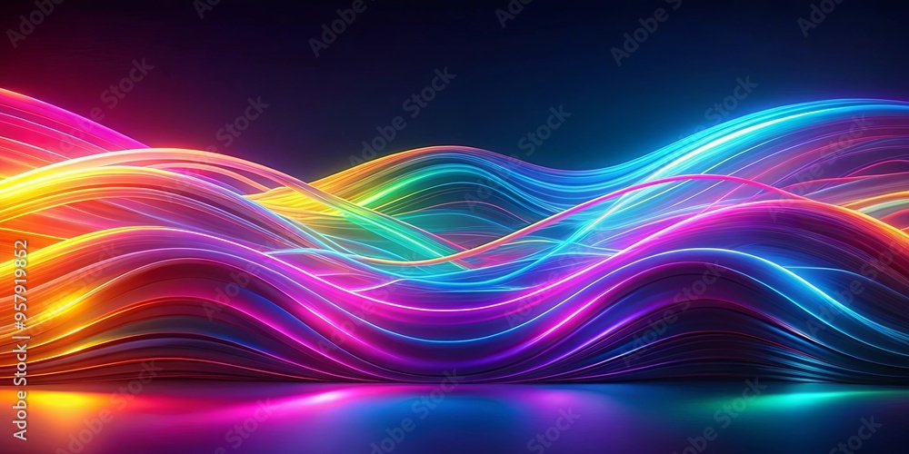 Fototapeta premium Vibrant abstract neon waves background with dynamic colors