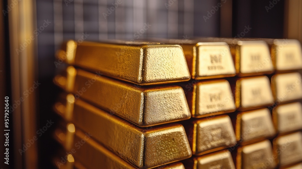 Private Vault: Luxurious Safe Interior with Gold Bars, Opulent Feel, Copy Space. Private Vault: Luxurious Safe Interior with Gold Bars, Opulent Feel, Copy Space.
