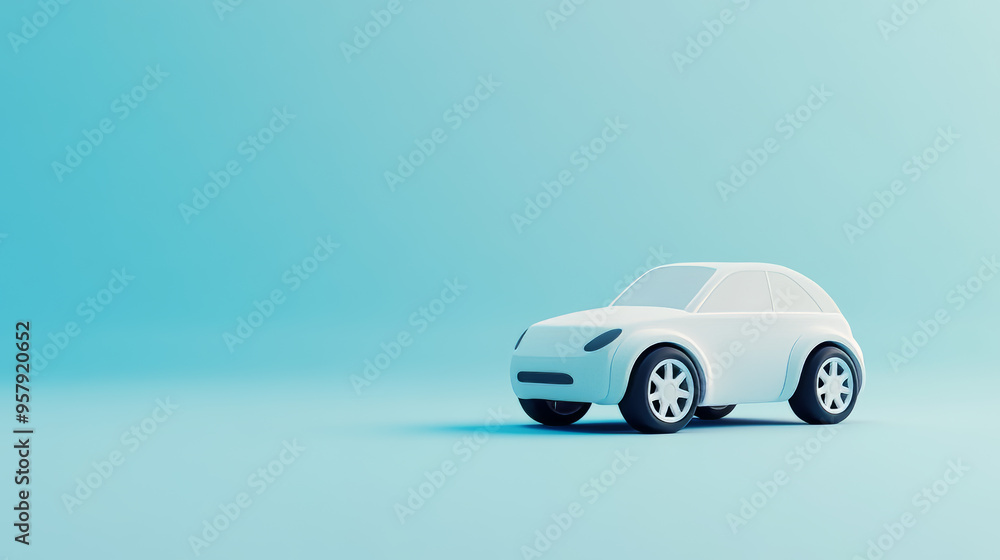 Create a 3D rendering of an automobile or minimal car icon against a clean, neutral background. The design should be suitable for mock-ups and web banners, featuring a cartoon-style interface. The car Create a 3D rendering of an automobile or minimal car icon against a clean, neutral background. The design should be suitable for mock-ups and web banners, featuring a cartoon-style interface. The car