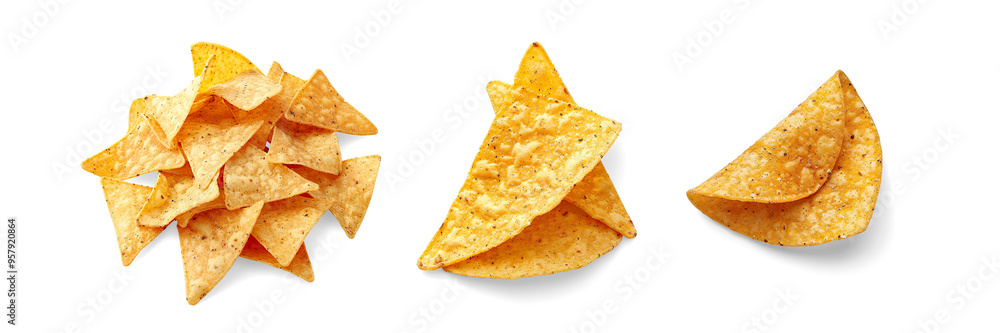 Golden Tortilla Chips on a Transparent Background. Golden Tortilla Chips on a Transparent Background.