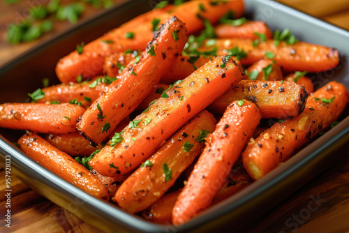 Honey garlic butter roasted carrots with herbs