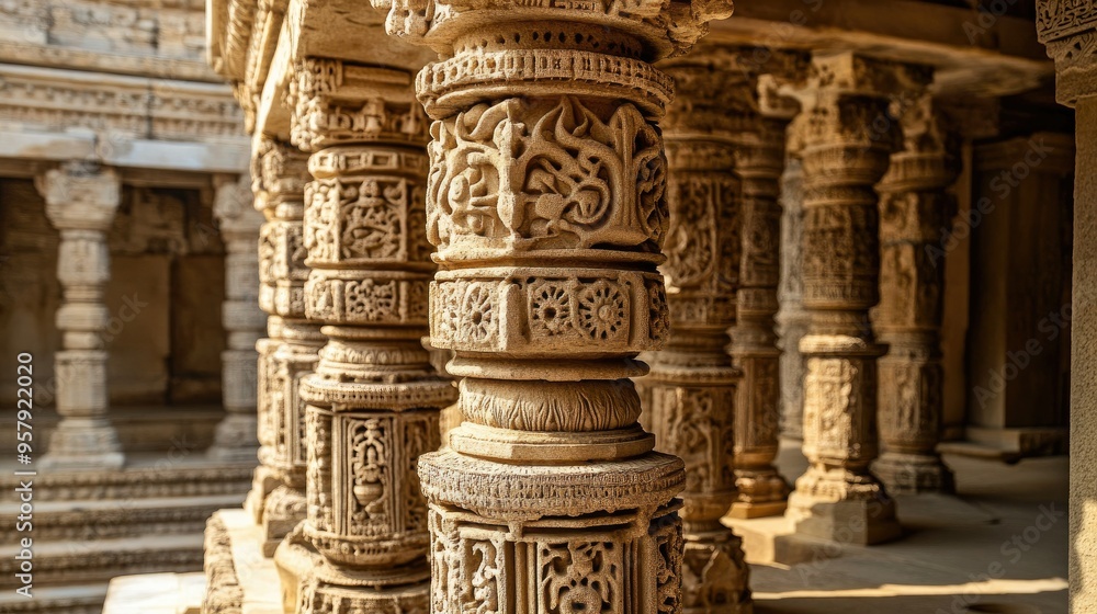 The intricately designed pillars of the Rani Ki The intricately designed pillars of the Rani Ki
