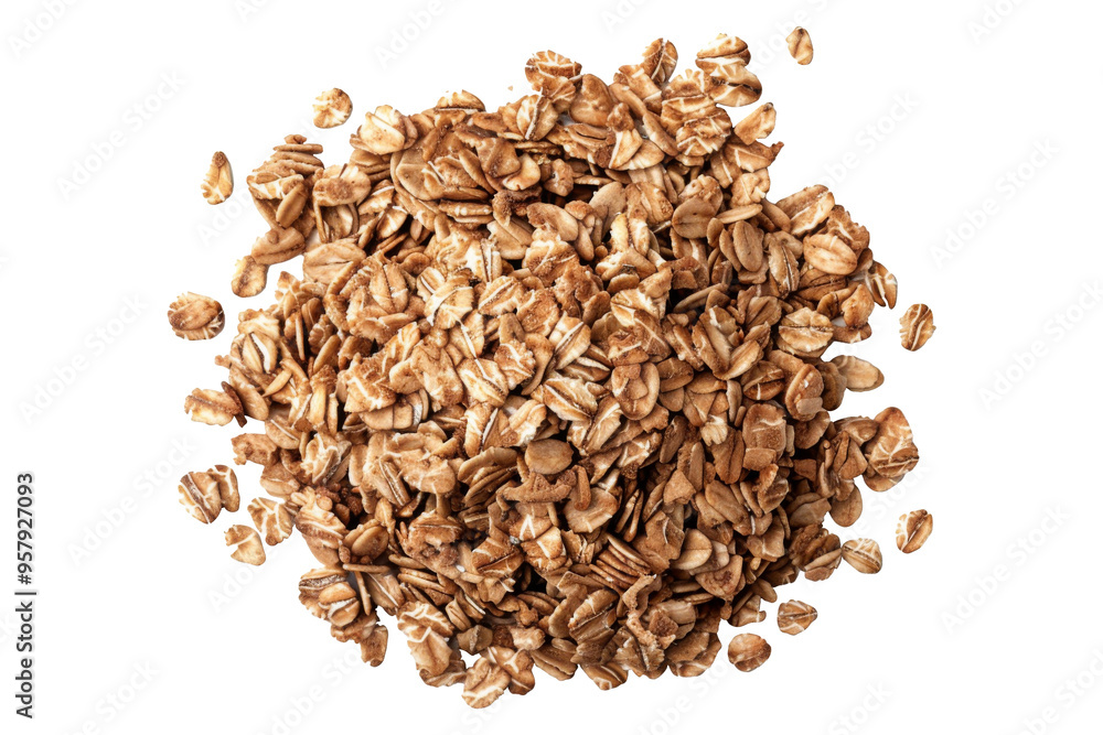Pile dried Granola from flat lay view isolated on background, heap of nuts or oats for food that high fiber and nutrition. Pile dried Granola from flat lay view isolated on background, heap of nuts or oats for food that high fiber and nutrition.