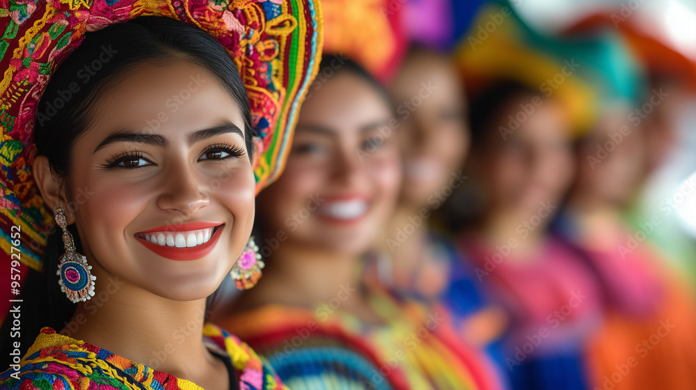 Fototapeta premium Hispanic people in traditional costume portrait - ai generative