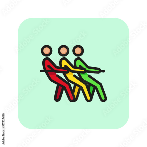 Tug of war line icon. People, fight, lawsuit. War concept. Vector illustration can be used for topics like war, politics, crisis, world