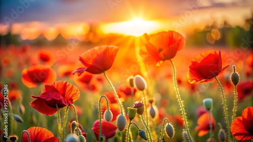 Poppy Field at Sunset.