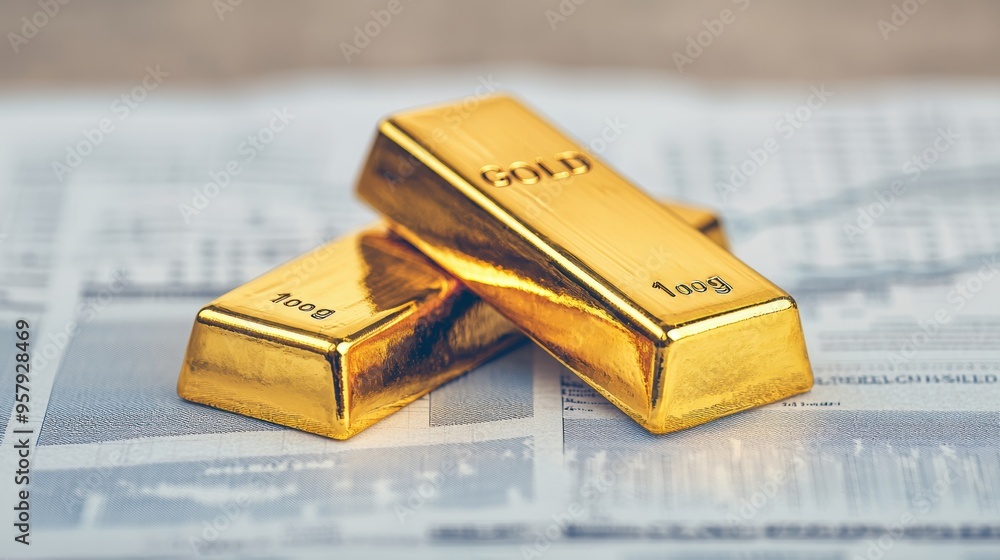 Financial Emergency Preparedness - Gold Bars on Market Collapse Documents with Copy Space, Selective Focus (Ultra HD) Financial Emergency Preparedness - Gold Bars on Market Collapse Documents with Copy Space, Selective Focus (Ultra HD)
