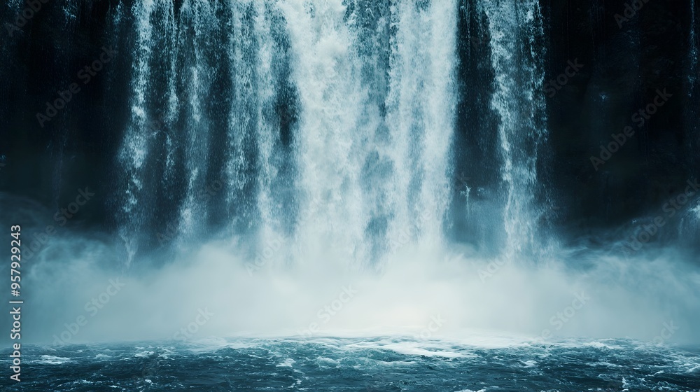 Majestic Waterfall in a Lush Forested Landscape Majestic Waterfall in a Lush Forested Landscape