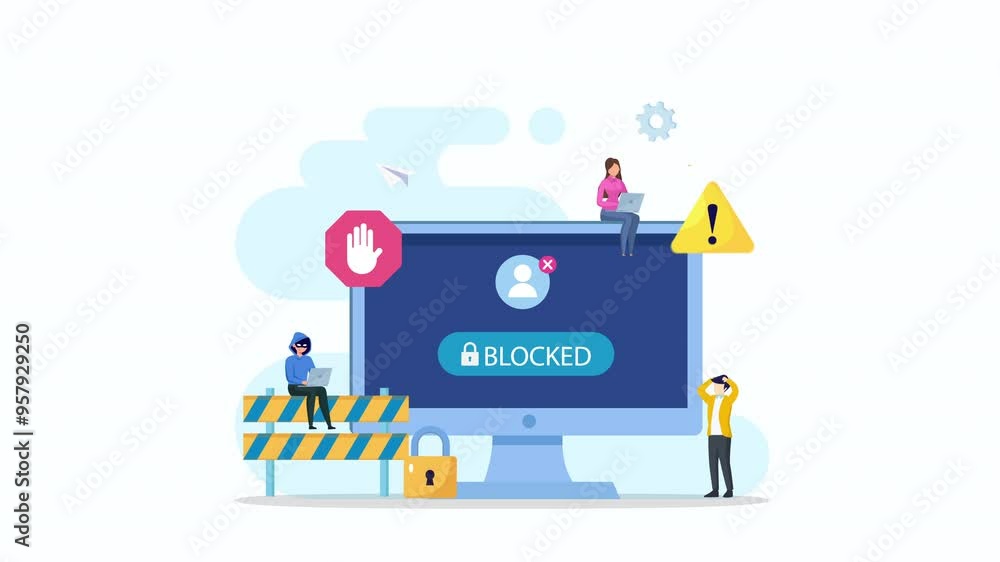 blocked account conceptual. 2d video animation 4k clip blocked account conceptual. 2d video animation 4k clip