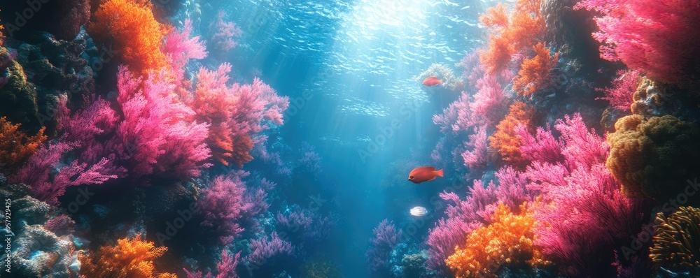 A mesmerizing underwater realm with bioluminescent plants A mesmerizing underwater realm with bioluminescent plants