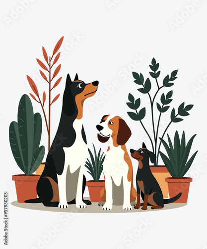 Dog and Plants, Succulent Plants Lover