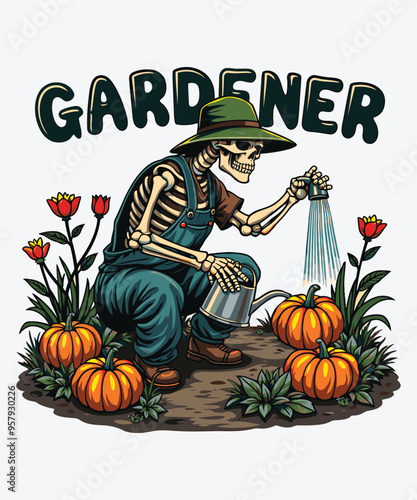 Skeleton Gardener Illustration