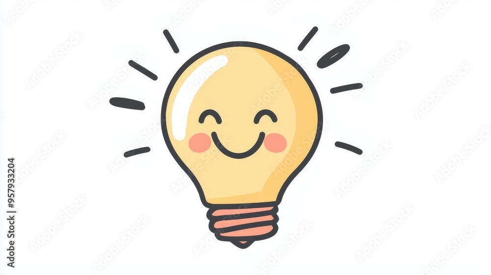 simple drawing of a light bulb character with a happy smile simple drawing of a light bulb character with a happy smile