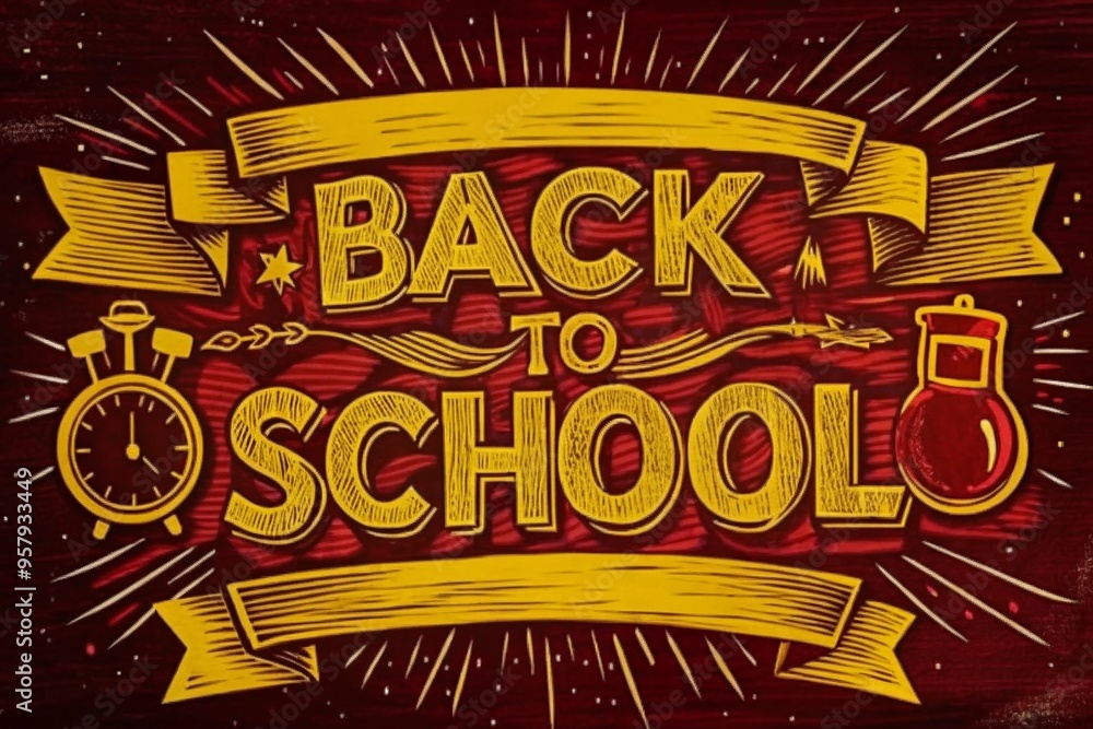Fototapeta premium Back To School Lettering on a Red Background.
