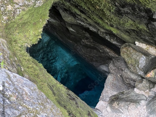 The source of the Soča River or Spring of Soča river (Triglav National Park, Slovenia) - Quelle der Soca oder Die Quelle des Flusses Soca (Nationalpark Triglav, Slowenien) - Izvir Soče photo